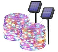 Noel Lumineuse Exterieur Solaire, 24M 240LED Guirlande Solaire 8 Modes Fil de Cuivre Étanche Décoration,Lot de 2