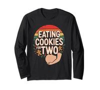 Noël Mangeant des Biscuits pour Deux grossesses drôle Manche Longue