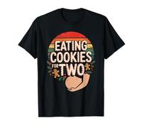 Noël Mangeant des Biscuits pour Deux grossesses drôle T-Shirt