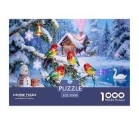 Noël Mignon Plume Esprit Oiseau Puzzle 1000 Pièces Adultes Enfants intéressant Puzzles 1000 Pièces Durable Jeux De Puzzle Décor À La Maison 70x50cm/1000pcs