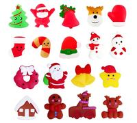 Noël Mochi Squishy Kawaii Toy,18 Pièces Mini Jouets Squeezie Doux Squishy Père Noël Bonhomme de Neige Jouet,Fidget Toys Anti Stress pour Enfants,Cadeaux de Anniversaire Remplissage de Sacs