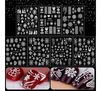 Noël Nail Art Stickers, Auto-Adhésifs D'autocollants D'ongle D'art De Noël 5d Bricolage Flocon De Neige Noël Stickers Pour Noël Autocollants À Ongles Décorations Fêtes De Noël (7 Feuille)