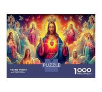 Noël Naissance Jésus 1000 Pièces Puzzles en Carton Puzzles De Casse-tête Sacré-Cœur Défi De Jeu Éducatif pour Fun Fresent & Activités À La Maison - Superbe Idée Cadeau 52x38cm/1000pcs