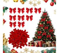 Noël Noeud Ruban Rouge,36 Pièces Noeuds de Paillettes Arcs,Bowknot Décoration Cadeaux de Noël,Ornements Decoration pour Cheminée,Guirlande,Boîte-Cadeau
