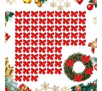 Noël Noeud Ruban Rouge,72 Pièces Noeuds de Paillettes Arcs,Bowknot Décoration Cadeaux de Noël,Ornements Decoration pour Cheminée,Guirlande,Boîte-Cadeau