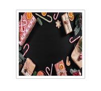 Noël noir toile murale Art vacances impression canne de bonbon oeuvre Style minimaliste image moderne Affiches pour salle à manger décor 80x80cm sans cadre