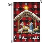 Noël Ô Sainte Nuit Jésus Noël Plaid Hiver Drapeau Couleurs Vives Drapeau De Jardin Résistant Aux Intempéries Garden Flag Pour Pelouse Maison Bar 30X45Cm