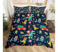 Noël Parure de Lit 140x200cm VoitureiChature Père Noël Arbre Sets de Housse de Couette Enfants Mignon Dino Race Voitures Housse de Couette Respirant Gingerbread Homme Parure Housse de Couette