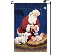 Noël, Père Noël, Jésus, Nuit Sainte Drapeau De Jardin Couleurs Vives Drapeau Décoratif Garden Flag Pour Célébrations Fête Bar 30X45Cm