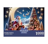 Noël Père Noël Puzzle 1000 Pièces - Challenge Zen, Carte Géographique À Assembler, Poster Inclus, Cadeau Éducatif, 38x26cm/1000pcs