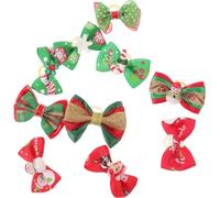 Noël PET Tête Coiffe pour Animaux 10Pcs Polyester 3,6x2,2x1cm | Rubber Bands Inclus, Petit Format pour Chiens Chats, Usage Quotidien ou Concours, Style Xmas Couleur Aléatoire
