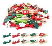 Noël Pinces à Linge en Bois,100 Pièces Clips Photo en bois de Noël,mini clips pour Photos de Noëls,Pince en boises pour décoration de Noëls ASIN: B0CMQP2J3V SKU: Nywj-shengdanmujiazi-100pcs