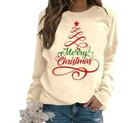 Noel Polaire Femme Pull Veste Sport Sweatshirt Noël Sweat-Shirt Oversize Pure Couleur Manteau Transition Élégant Christmas De Rigolo a-Beige L