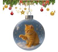 Noël pour chats - Boule en verre pour collection d'animaux 3D vifs faits à la main Transparent