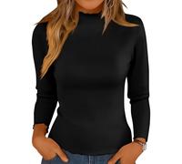 Noel Pull Lot Elegant Brillant Running Tee Shirt Noir Femme Mohair Col Cheminée Manche Longue Norvégien Roule Court Ado Halloween Vêtements de Sport pour Femme Noir XXL