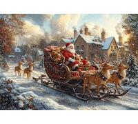 Noël Puzzle 5000 Pieces Adultes Cerf Puzzles Classiques Panorama Bois Difficile Impossible Geant Jigsaw Jeu éducatif Défi Jouet pour Enfants et Adulte dès 14 Ans Cadeau Homme Femme Boxed P-932