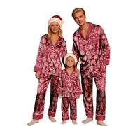 Noël Pyjama Couple avec Capuche Chaud Flanelle Polaire Zip Automne Hiver Printemps Grenouillères Adulte Combinaison avec Poches Matching Christmas Pajamas Couples Mere Noel Costume Sexy (Rouge,L)