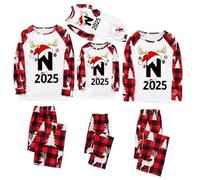 Noël Pyjama Noel Famille Hiver avec Imprimé Ensembles de Pyjama Chaud Bébé Pyjamas Famille Manches Longues Enfant Pyjamas Familles 2025 Assorti Couple Homme Fille