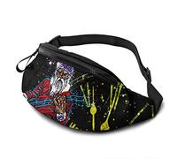 Noël Rock Guitar Père Noël Sac Banane avec Ceinture Réglable Sling Pocket Crossbody de Poitrine pour Voyage Randonnée Cyclisme Course à Pied