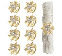 Noël Rond de Serviette 8 pièces Flocon de Neige Anneaux de Serviette Porte Serviettes de Noël pour Décorations de Table Noël,Mariages et Fêtes (Or, Diamètre de l'anneau Circulaire 4 cm)
