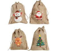 Noël Sacs en jute Sacs cadeaux Nature 10×13cm Set 8pcs