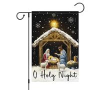 Noël, Sainte Nuit, Nativité, Noël, Bienvenue À L'Hiver Drapeau De Jardin Double Face Drapeau Décoratif Garden Flag Pour Maison Bar Mur 30X45Cm