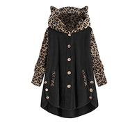 Noël SANFASHION Cape Chauve-Souris Femme,Manteau Polaire Chaud Col Roulé Tops Chapeau Mode Grande Taille Hiver (5XL, Noir Chaud)