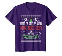 Noel Slogan Anti Macron Blague Humour Family Cadeau T-Shirt, Enfant, Violet, 3 Ans