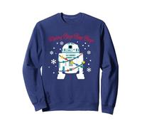 Noël Star Wars C3PO R2D2 Merry Beep Beep Sweatshirt, Unisexe pour Adultes, Bleu Marine, XXL