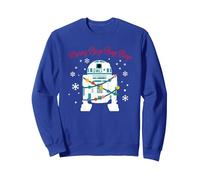 Noël Star Wars C3PO R2D2 Merry Beep Beep Sweatshirt, Unisexe pour Adultes, Bleu Royal, L