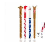 NoëL Stylo Effacable Bille, Nouveau Papeterie-Stylo De Noel, 4 PièCes Stylos à Encre Gel De NoëL,PèRe NoëL, Bonhomme De Neige, éLan, Bonhomme En Pain D'éPice Pour Bureau, Fournitures Scolaires