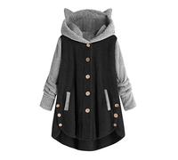 Noël Sweat Pull Femme,SANFASHION Hoodie Polaire Sweat Long Imprime Père Noël Pas Cher Chaud Tops Sweater Chapeau Mode Grande Taille Veste Outwear Loose Flanelle Fourrure Fausse Manteaux Blouson Hiver