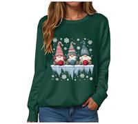 Noel Sweatshirt Femmes Imprimé Mignon Manches Longues Col Rond Pull Chaussette a Paillette Noël Renne Bonhomme De Neige Cloches Pulls Homme Sweater Christmas Funny Pullover Pantalon Jogging Femme