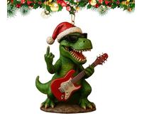 Noël T-Rex - Pendentif dinosaure sur le thème de la musique rock en résine Accent suspendu décoratif pour les festivals | Décoration de Noël spéciale pour les décorateurs de la maison, les amoureux de