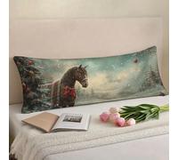 Noël Taie d'oreiller 60x180 Animal Taie Oreiller Rectangulaire Traversin 180 cm Double Face Impression Housse Coussin, Doux et Respirant Velour Pillow Case pour Lit Canapé Taies D'oreillers w-1977