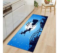 Noël Tapis Salon Design Moderne Interieur Grande, Personnalité La Mode Décoration Antidérapant Flanelle Vestiaire Chambre à Coucher Absorbant Tapis d'Entrée (Nuit de Noël Bleue,40x60cm)