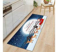 Noël Tapis Salon Design Moderne Interieur Grande, Personnalité La Mode Décoration Antidérapant Flanelle Vestiaire Chambre à Coucher Absorbant Tapis d'Entrée (Traîneau de Noël1,40x120cm)