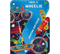 Noel Tatt Carte d'anniversaire 7 ans pour garçon - Motif vélos et scooters colorés - Carte d'anniversaire pour fils, petit-fils, frère, ami ou membre de la famille - Finition en aluminium gaufré