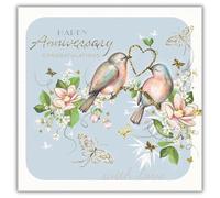 Noel Tatt Carte d'anniversaire - Joli motif floral oiseau - Carte de vœux d'anniversaire pour un couple spécial ou un être cher