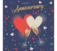 Noel Tatt Carte d'anniversaire - Motif cœurs modernes et flûtes de champagne - Carte de vœux d'anniversaire pour un couple spécial ou un être cher