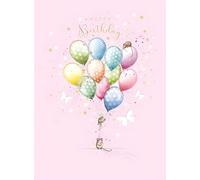 Noel Tatt Carte d'anniversaire pour femme - Carte générale pour filles - Souris, ballons et papillons en relief avec détails en aluminium - Respectueux de l'environnement et recyclable