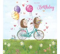 Noel Tatt Carte d'anniversaire pour femmes ou filles - Motif hérisson mignon - Carte d'anniversaire artistique