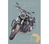 Noel Tatt Carte d'anniversaire pour homme - Carte générale pour homme - Moto et casque avec finition aluminium - Écologique et recyclable