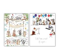 Noel Tatt Lot de 2 cartes d'anniversaire amusantes - Assortiment de 2 motifs d'animaux amusants - Jolies cartes de vœux illustrées avec enveloppes - Pour lui, elle, enfants, adolescents ou adultes
