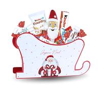 NOEL | Traineau garni de 32 chocolats KINDER & DAIM + 1 moulage Père Noël en chocolat | Coffret cadeau Original prêt à Offrir