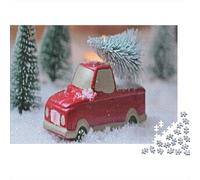 Noël Tree Puzzle 1000 Pieces Cadeau Unique Red Truck Défi Jouet À De Qualité Supérieure Peinture Art pour Adultes Et Enfants À Partir De 12 Ans 1000pcs (75x50cm)