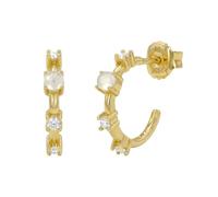 NOELANI - Boucles d'Oreilles pour Femme en Argent 925 - Plaqué Or/Doré - avec Zircone et Calcédoine - Créole - NOE-E0025