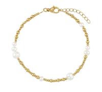 Noelani - Bracelet pour Femme en Acier inoxydable - Plaqué Or/Doré - avec Perles d'Acier et Perles - NOE-B0008