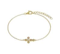 NOELANI - Bracelet pour Femme en Argent 925 - Plaqué Or/Doré - avec Pierre Précieuse synt et Zircone - Pendentif en Forme de Croix "Espoir" - NOE-B0002