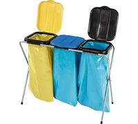 Nölle Collecteur de déchets/porte-sacs poubelle 3 x 120 l avec couvercle Jaune/bleu/noir